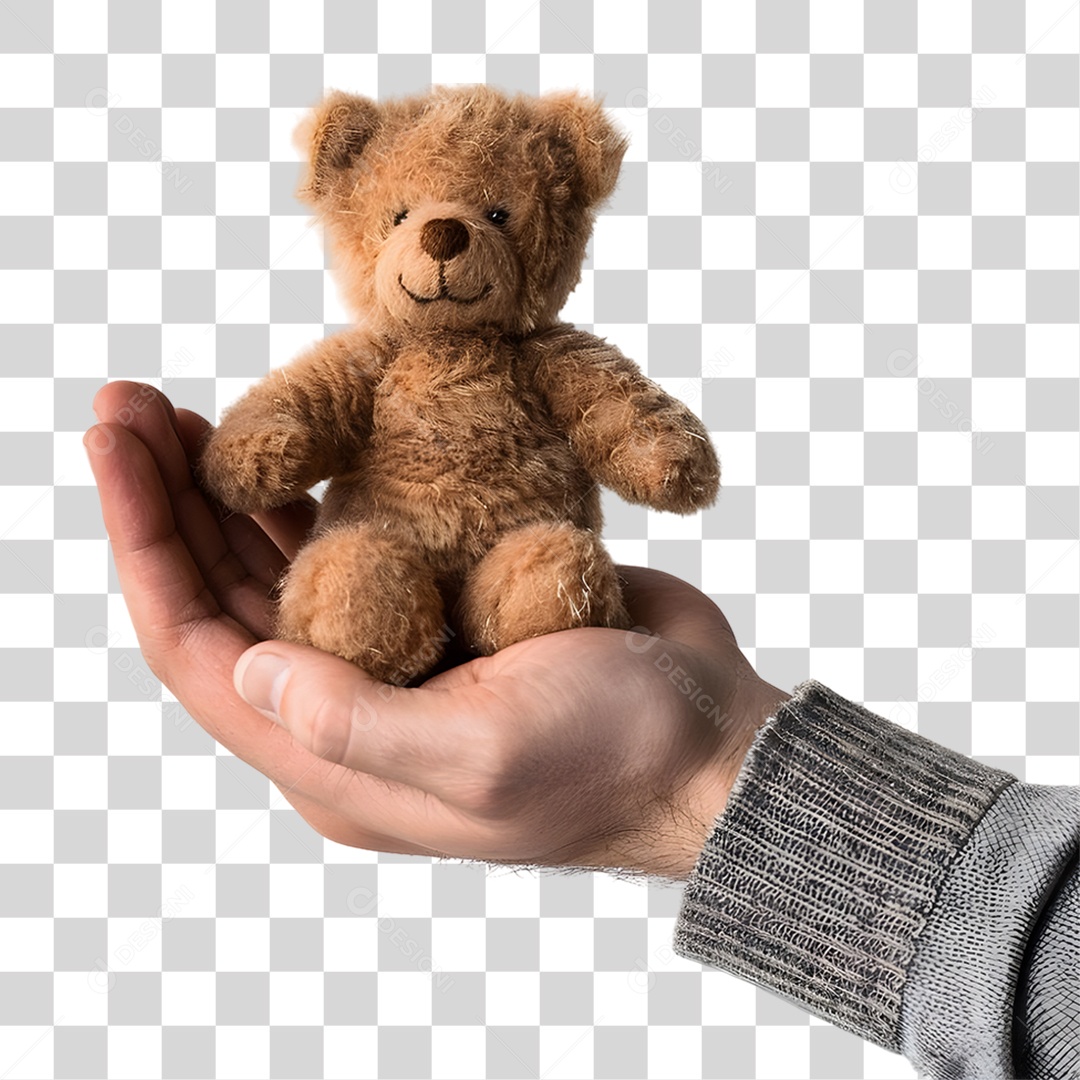 Mão Segurando Ursinho de Pelúcia PNG Transparente