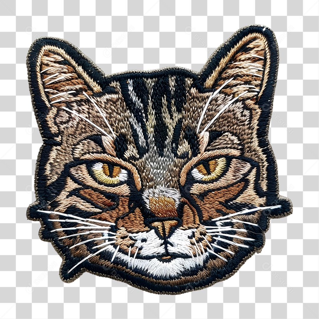Bordado de um Gato Estampa PNG Transparente