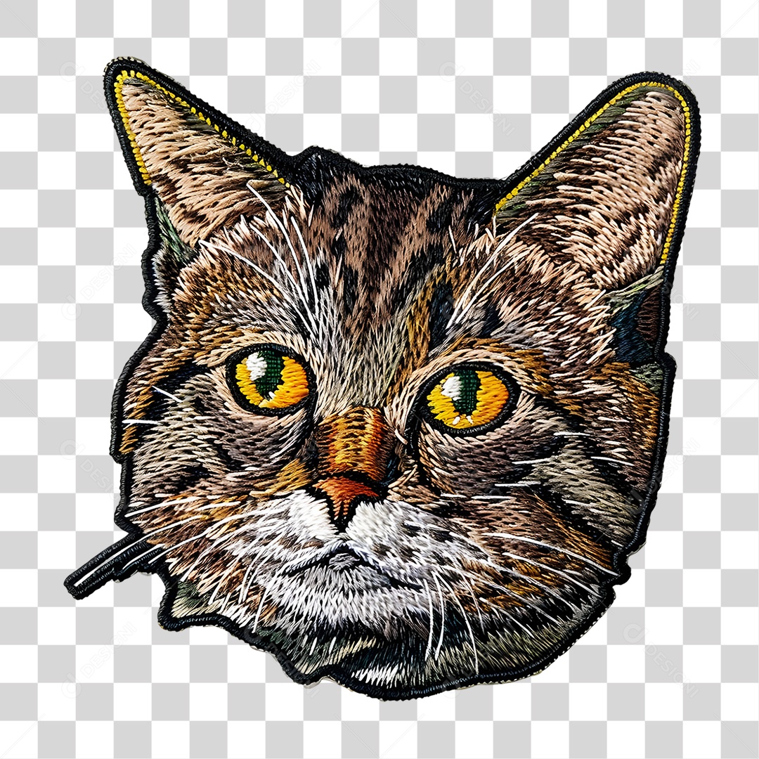 Bordado de um Gato Estampa PNG Transparente