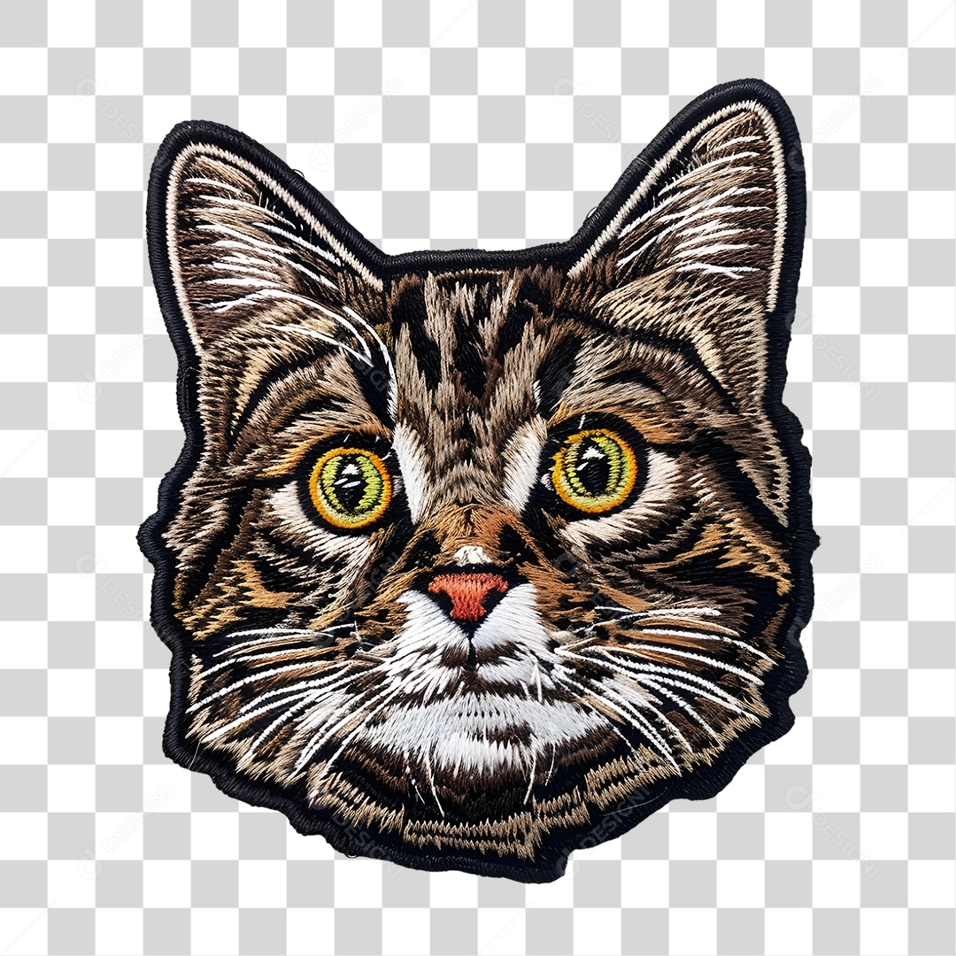 Bordado de um Gato Estampa PNG Transparente