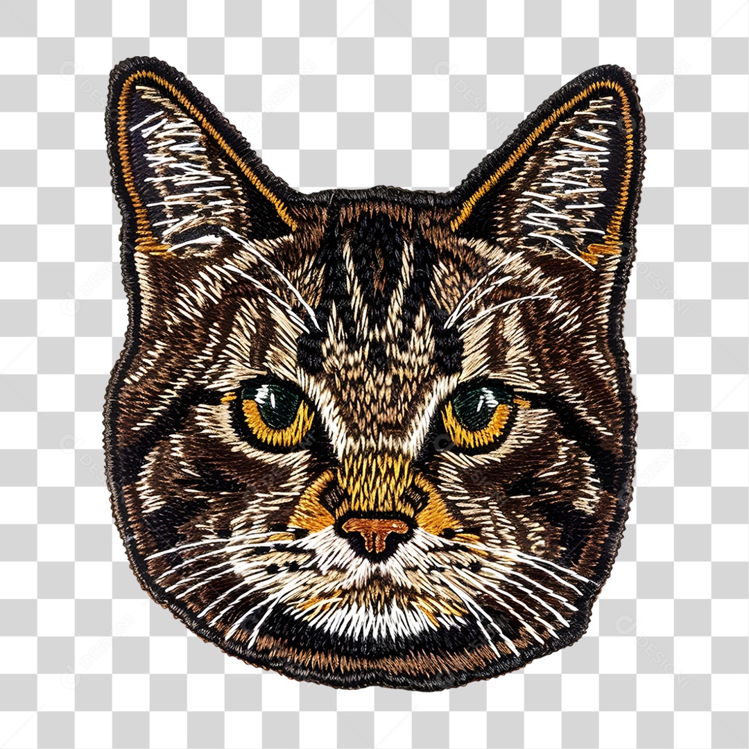 Bordado de um Gato Estampa PNG Transparente