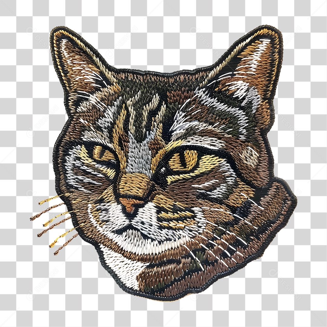 Bordado de um Gato Estampa PNG Transparente