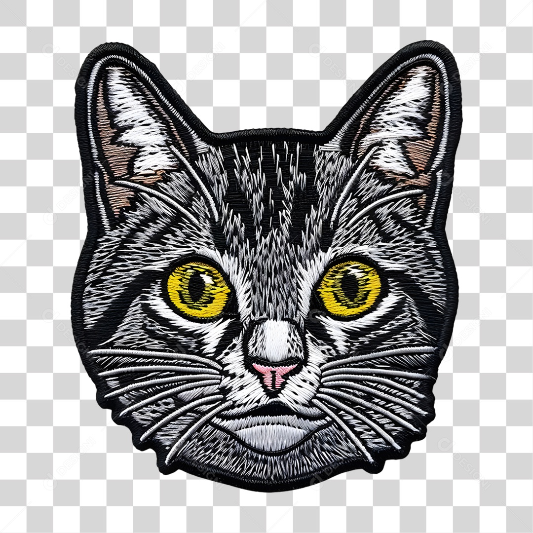 Bordado de um Gato Estampa PNG Transparente