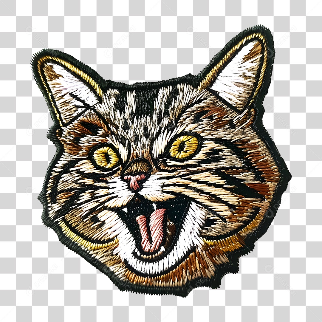 Bordado de um Gato Estampa PNG Transparente