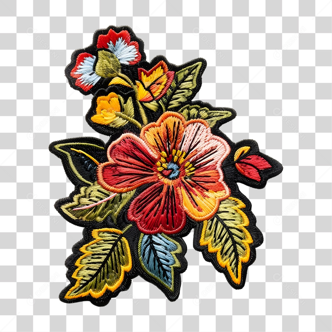 Bordado de Flor Estampa PNG Transparente