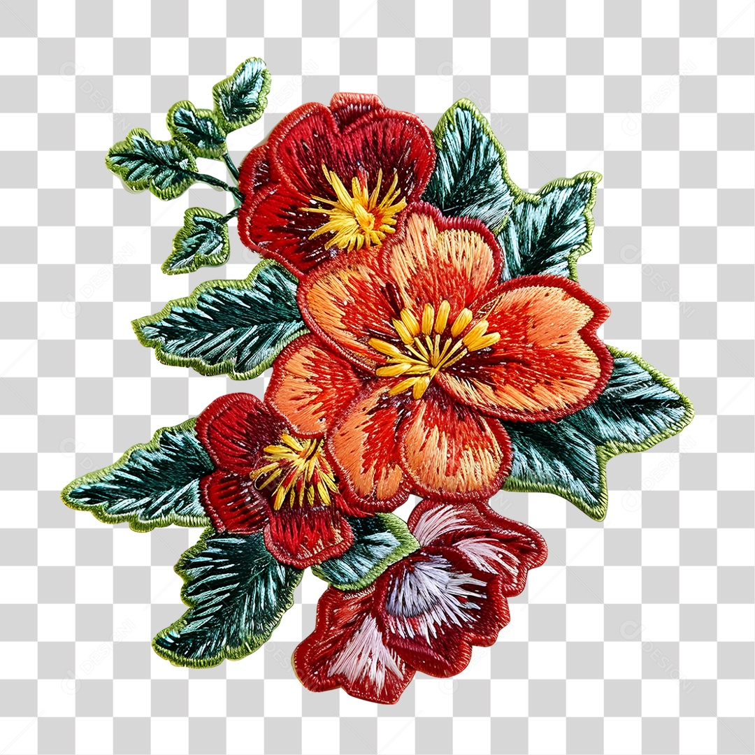 Bordado de Flor Estampa PNG Transparente