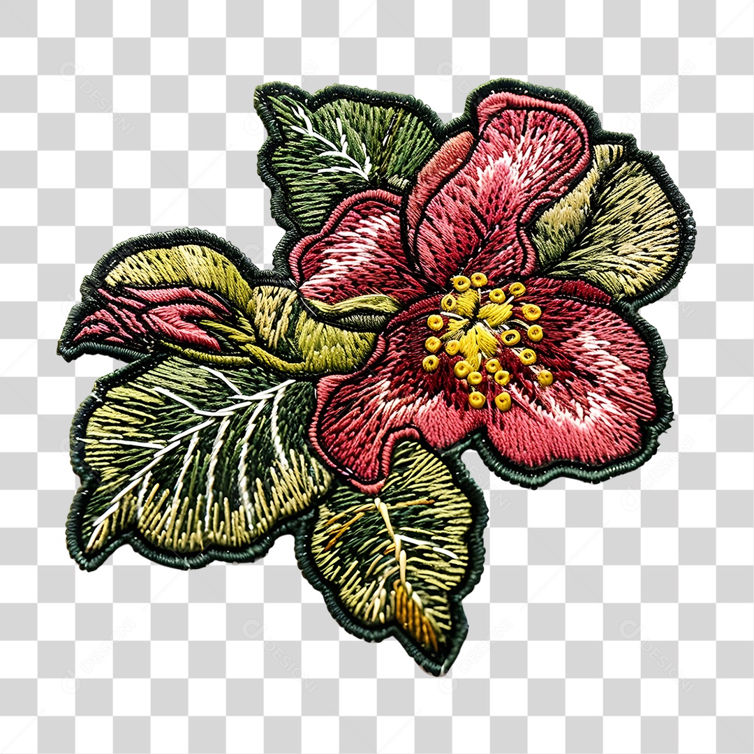 Bordado de Flor Estampa PNG Transparente