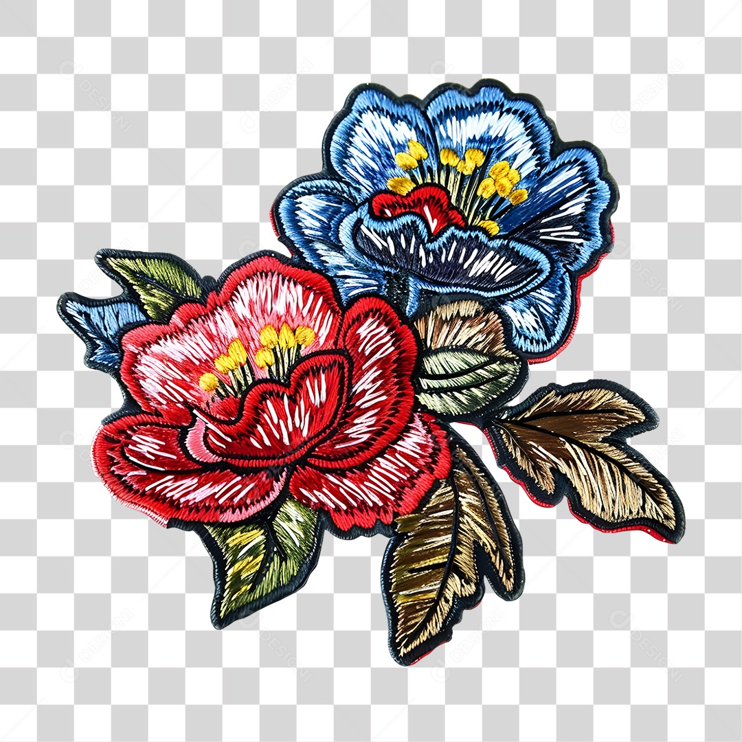 Bordado de Flor Estampa PNG Transparente