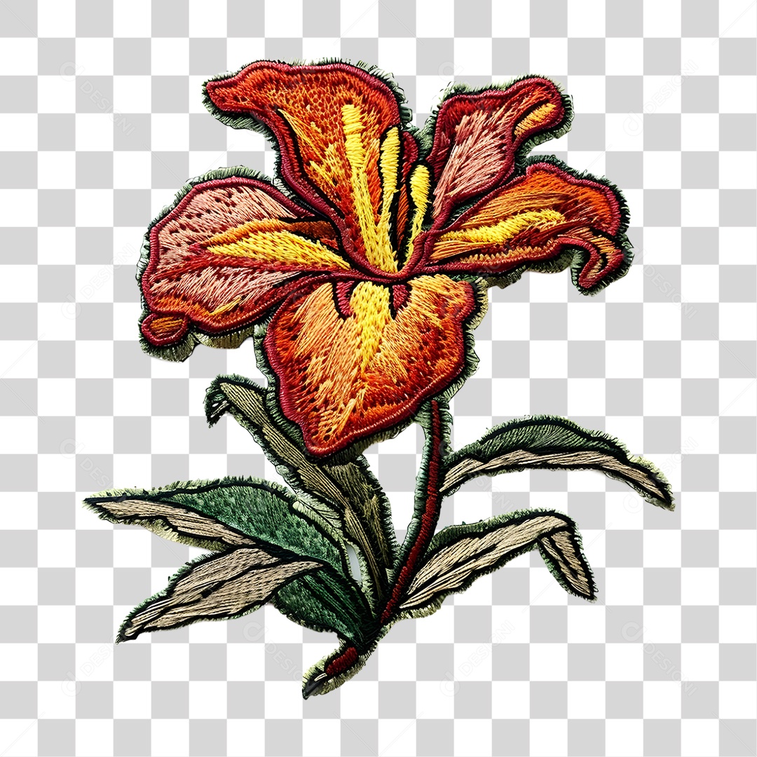 Bordado de Flor Estampa PNG Transparente
