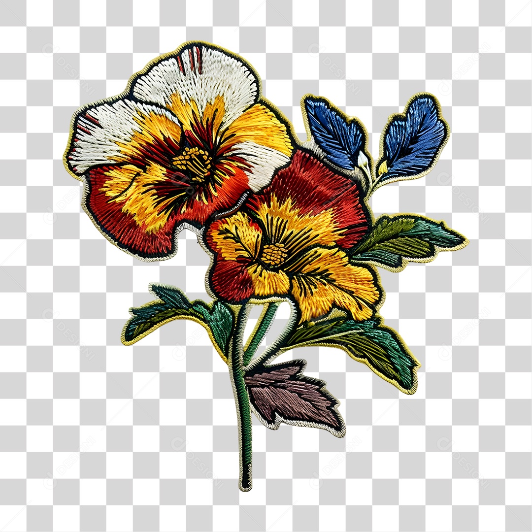 Bordado de Flor Estampa PNG Transparente