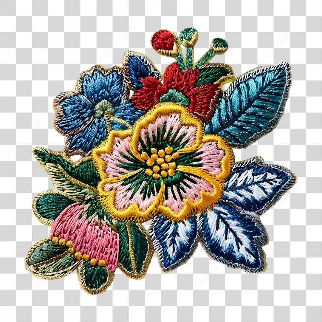 Bordado de Flor Estampa PNG Transparente
