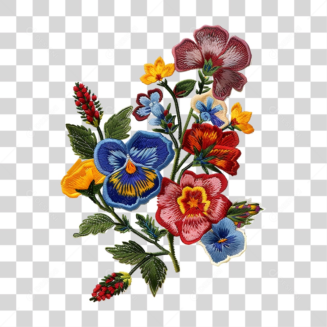 Bordado de Flor Estampa PNG Transparente