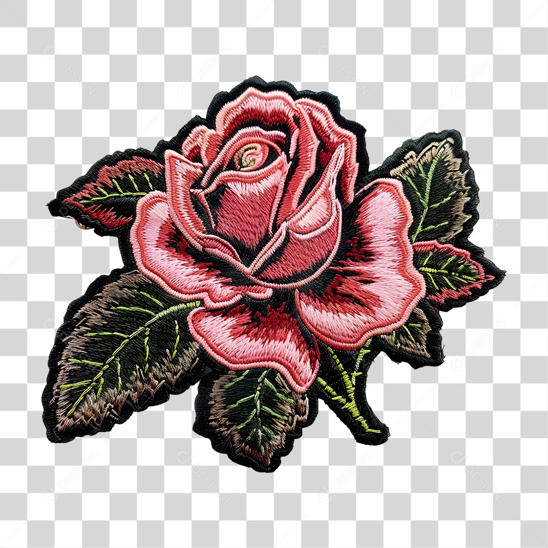 Bordado de Flor Estampa PNG Transparente