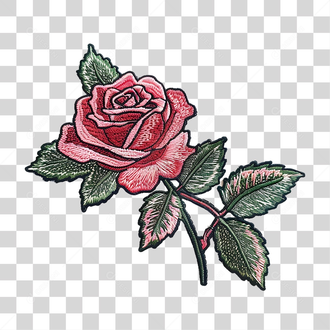 Bordado de Flor Estampa PNG Transparente