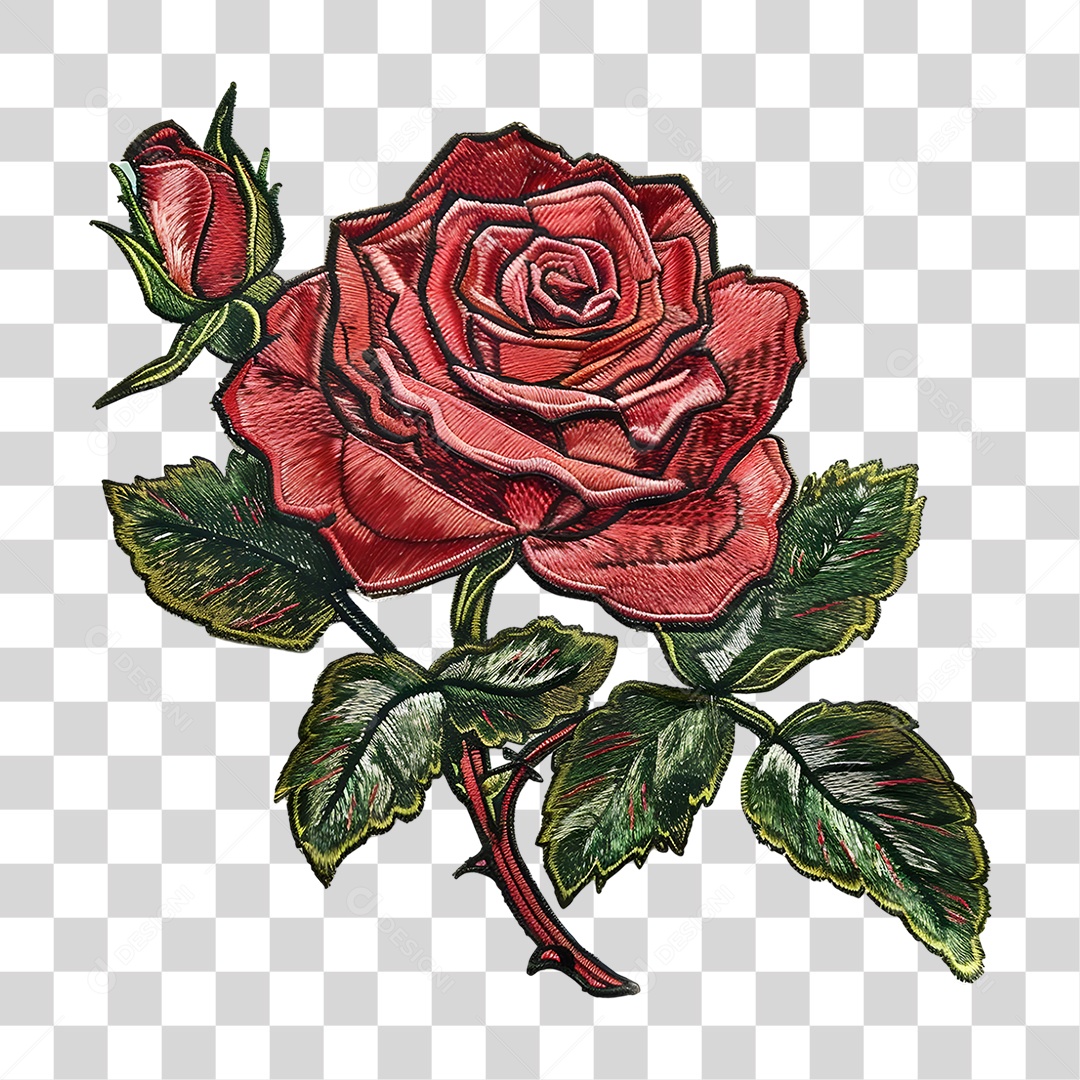 Bordado de Flor Estampa PNG Transparente