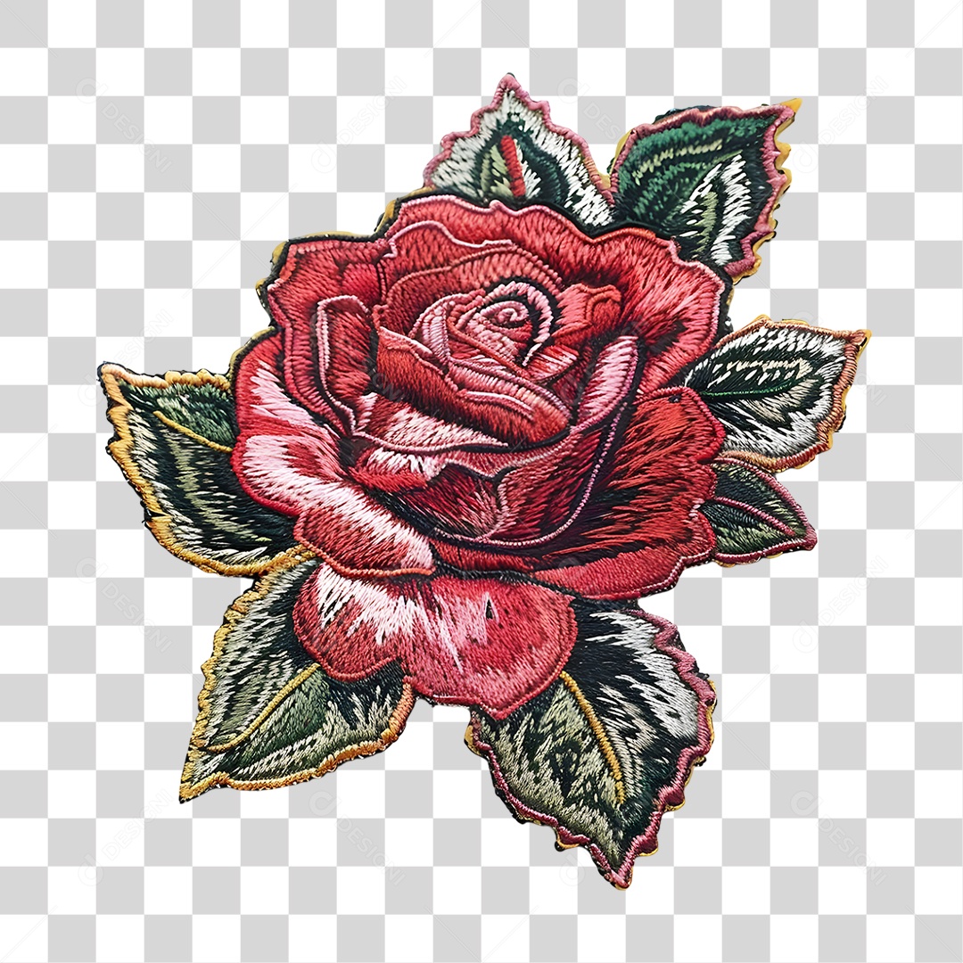 Bordado de Flor Estampa PNG Transparente