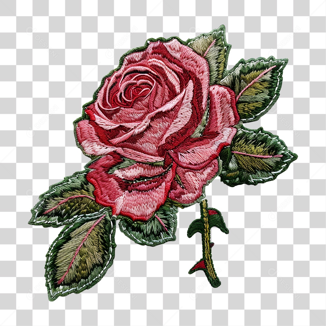 Bordado de Flor Estampa PNG Transparente