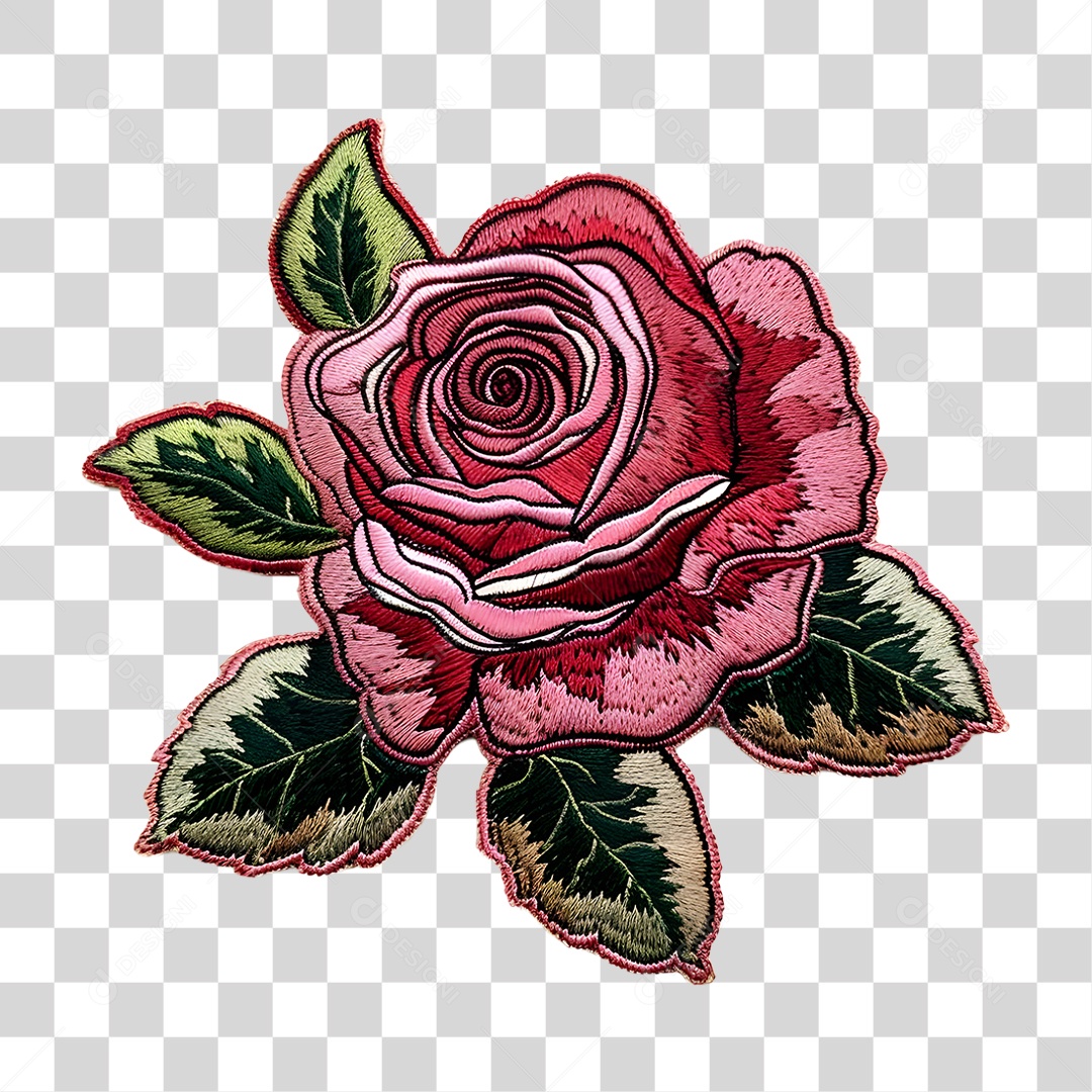 Bordado de Flor Estampa PNG Transparente