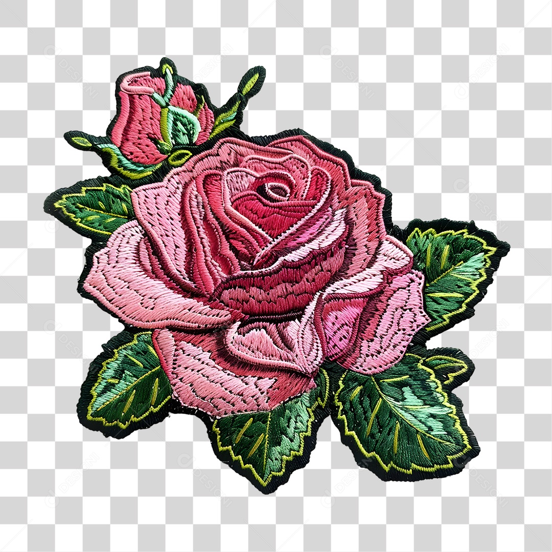 Bordado de Flor Estampa PNG Transparente
