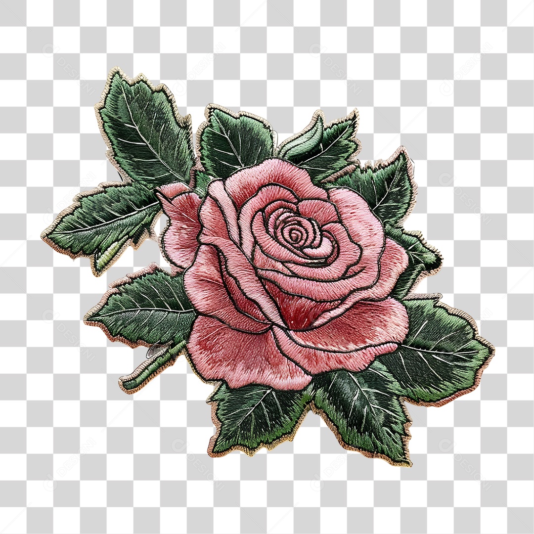 Bordado de Flor Estampa PNG Transparente