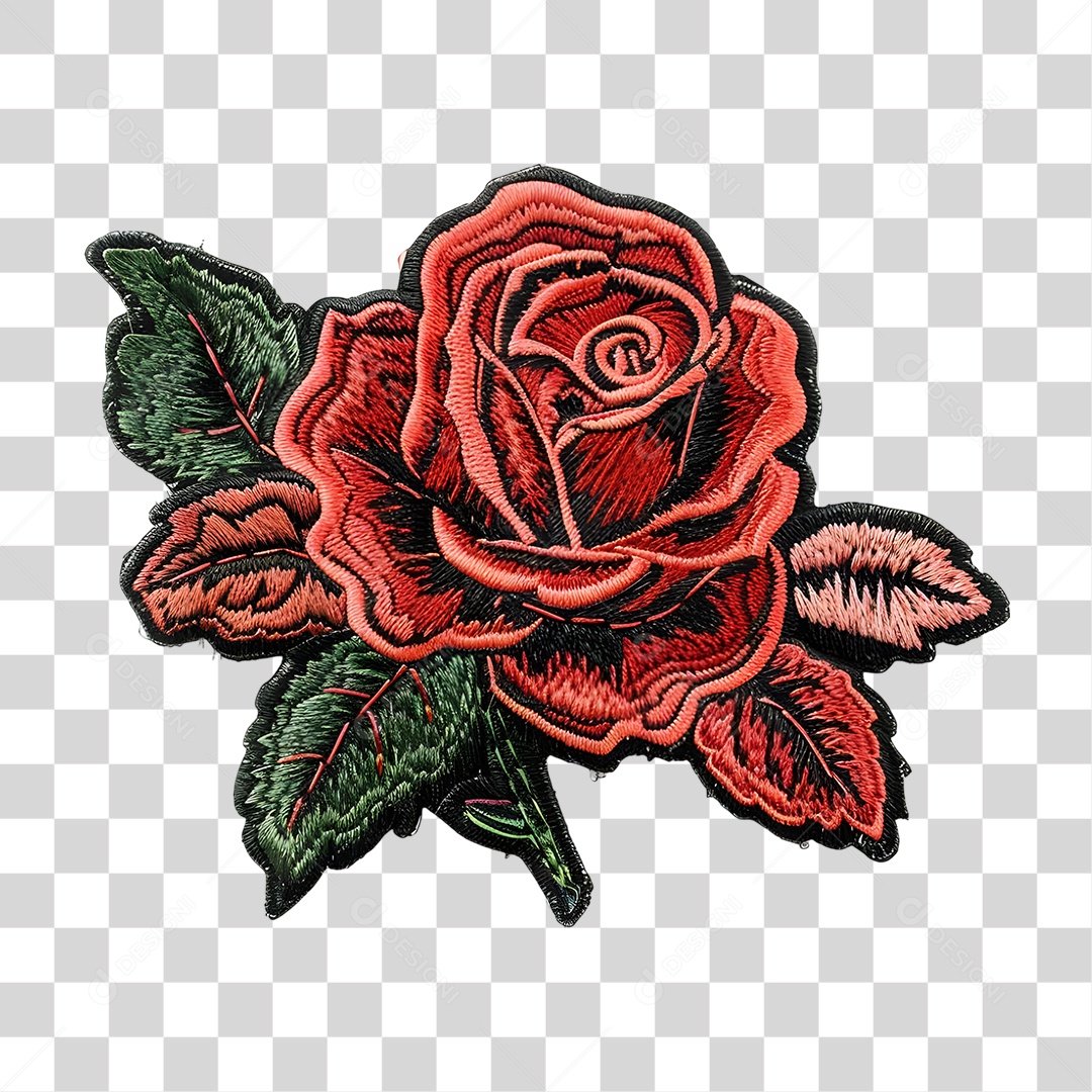 Bordado de Flor Estampa PNG Transparente