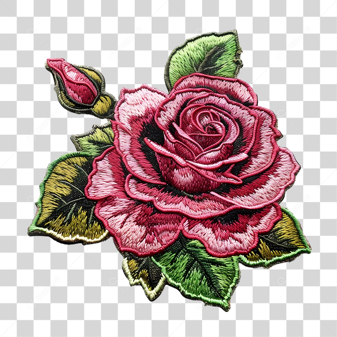 Bordado de Flor Estampa PNG Transparente