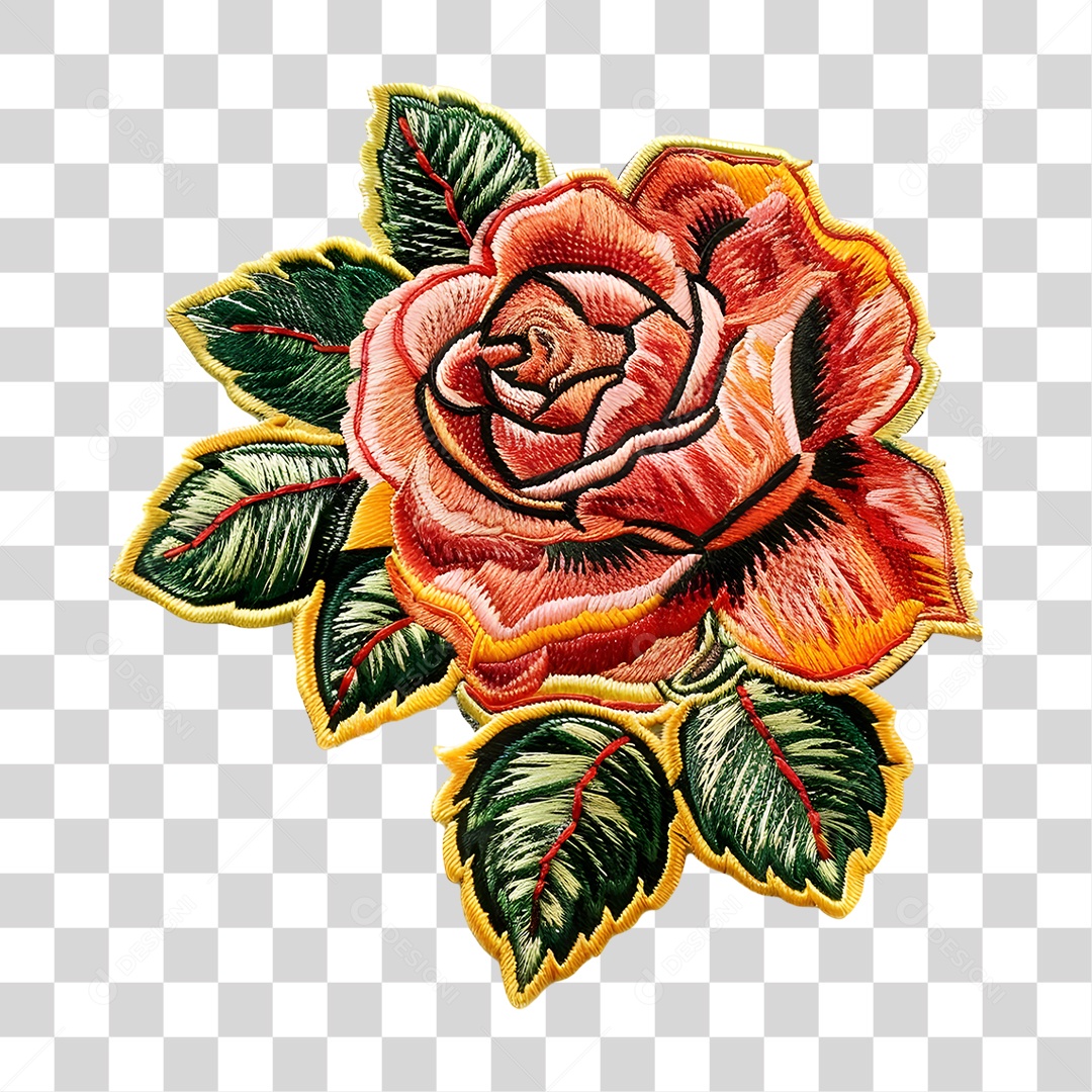 Bordado de Flor Estampa PNG Transparente