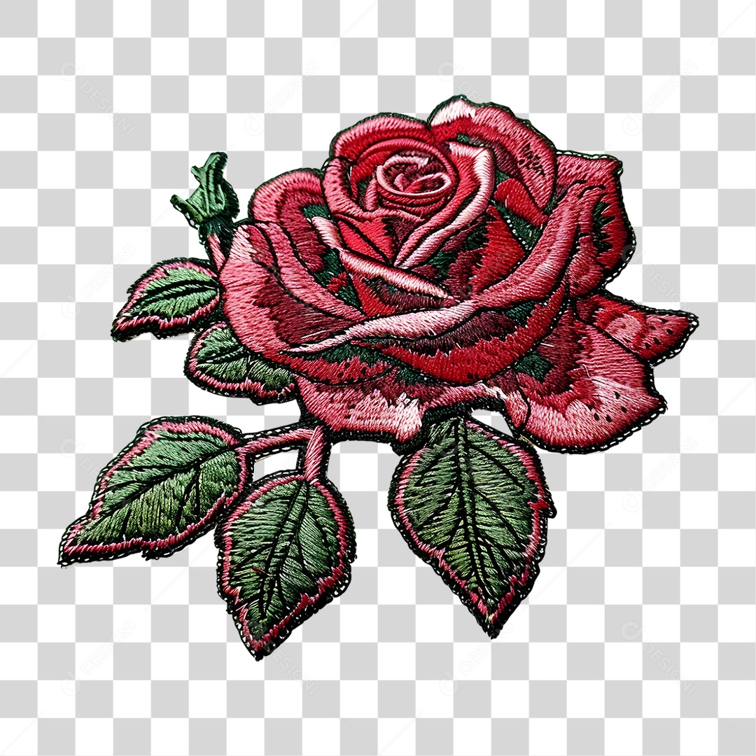 Bordado de Flor Estampa PNG Transparente