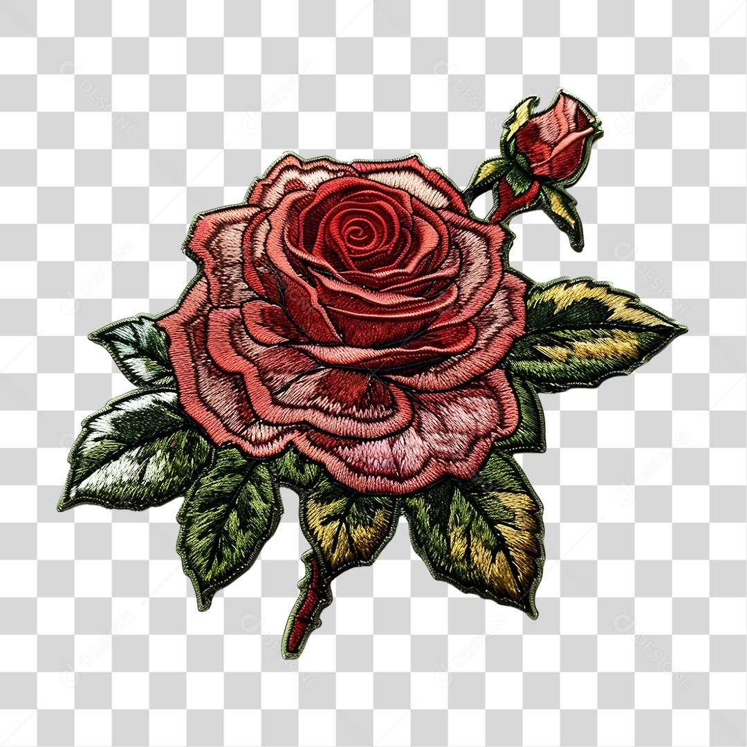 Bordado de Flor Estampa PNG Transparente