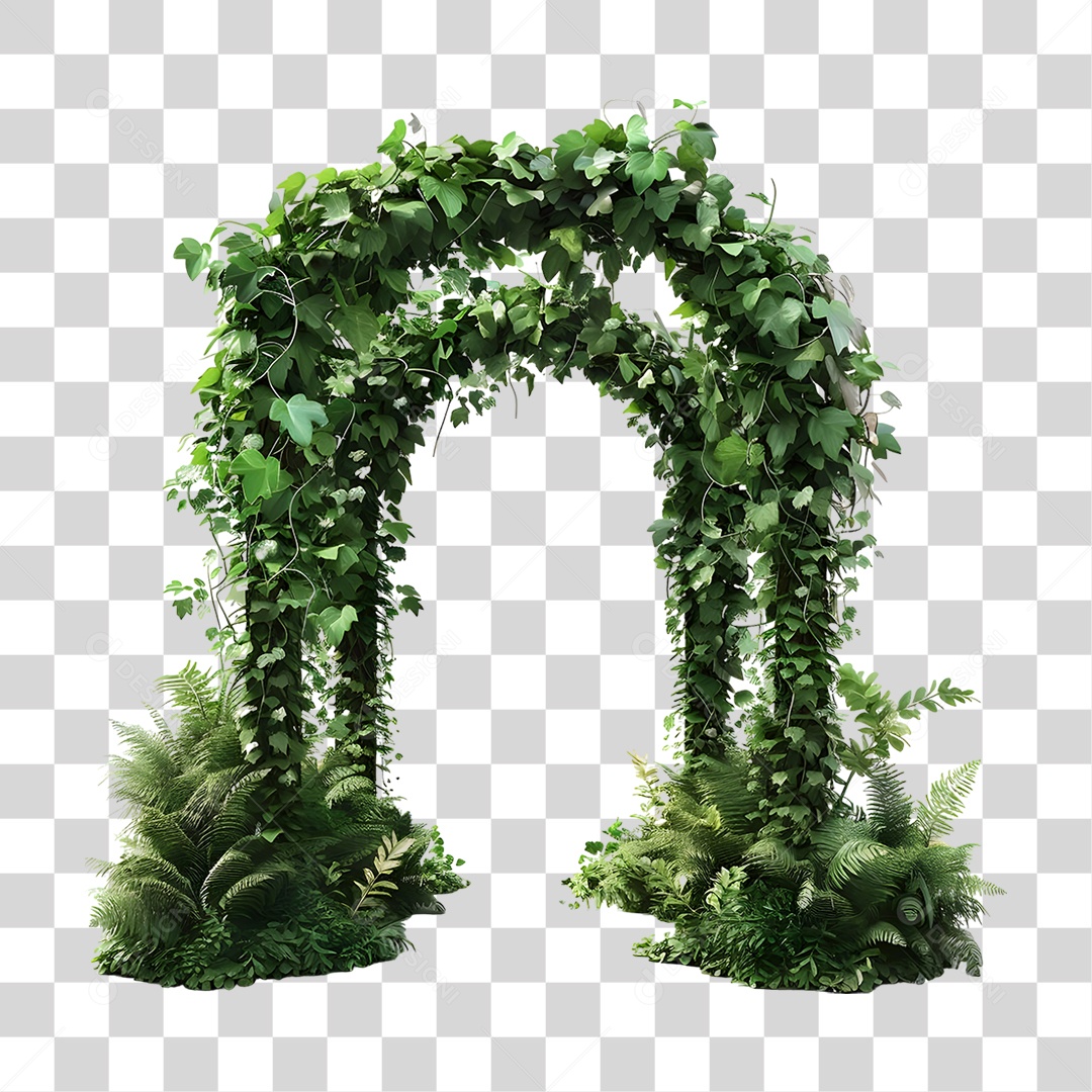Portal de Pedra com Plantas Trepadeiras PNG Transparente