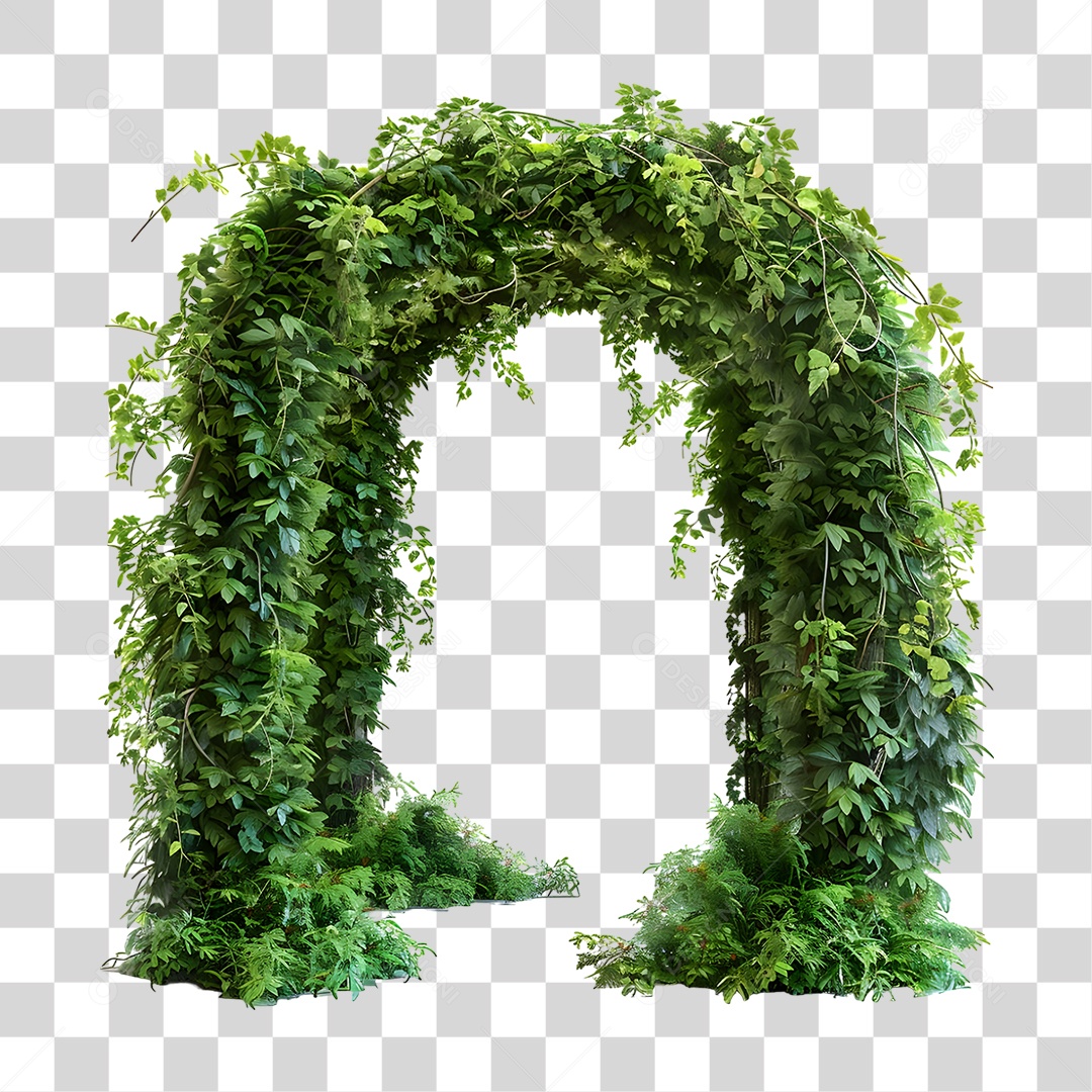 Portal de Pedra com Plantas Trepadeiras PNG Transparente