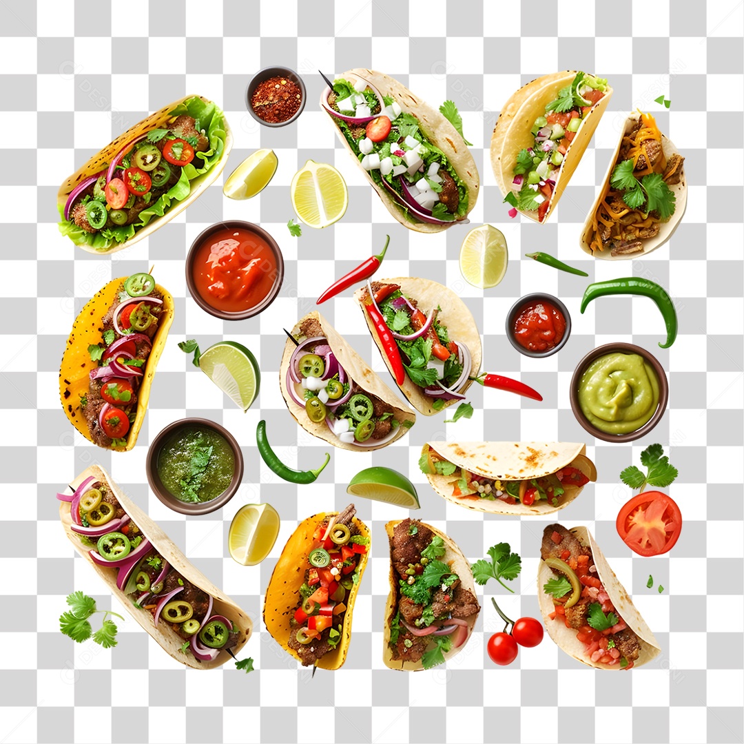 Conjunto de Tacos Recheados PNG Transparente