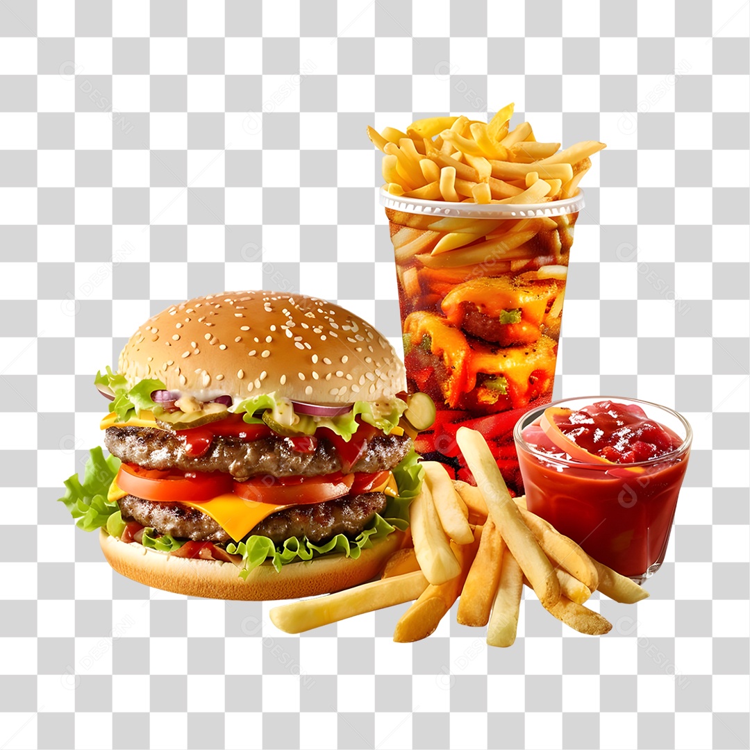 Conjunto de Lanches e Hamburgueres PNG Transparente