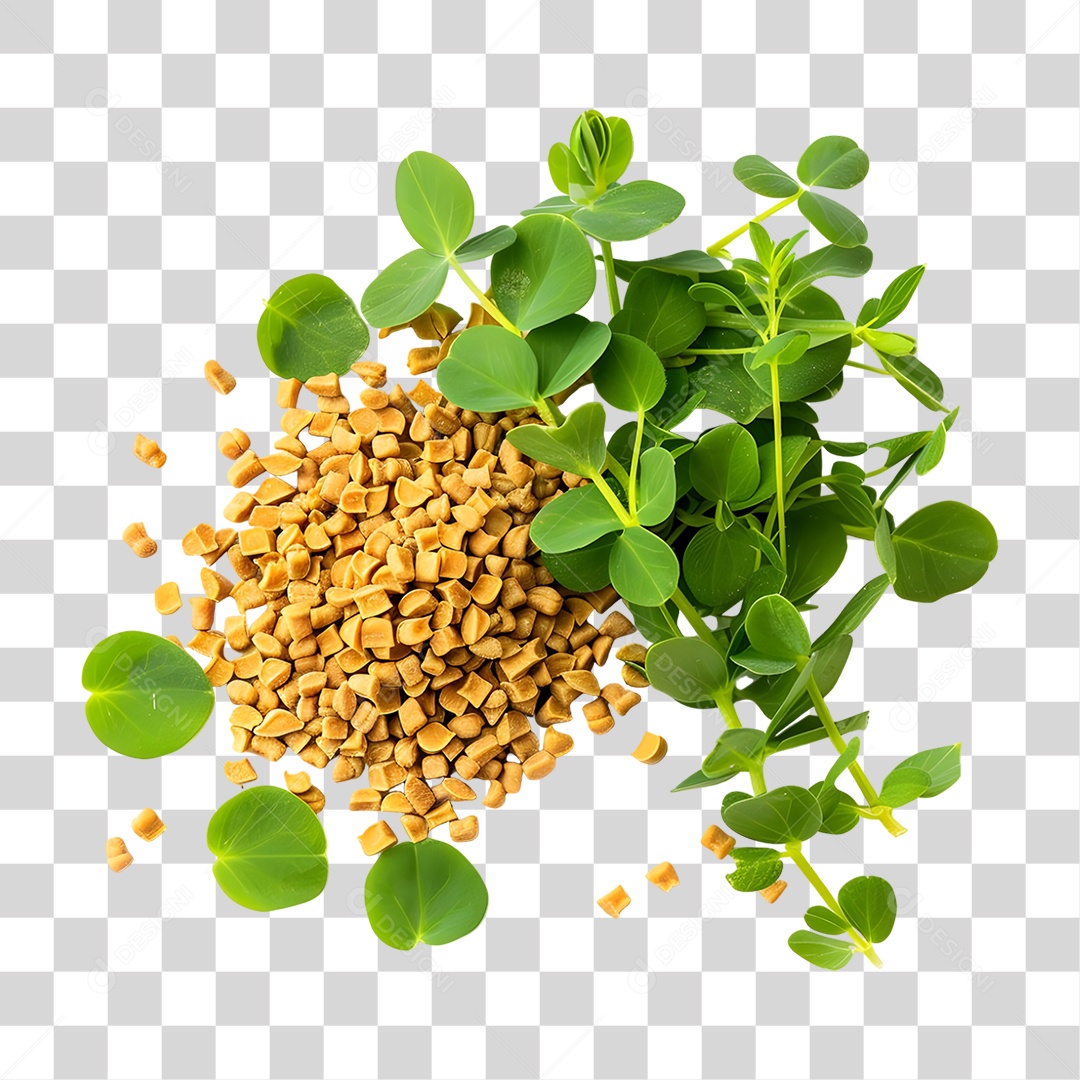 Sementes e Folhas de Feno Grego PNG Transparente