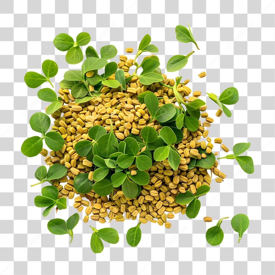Sementes e Folhas de Feno Grego PNG Transparente