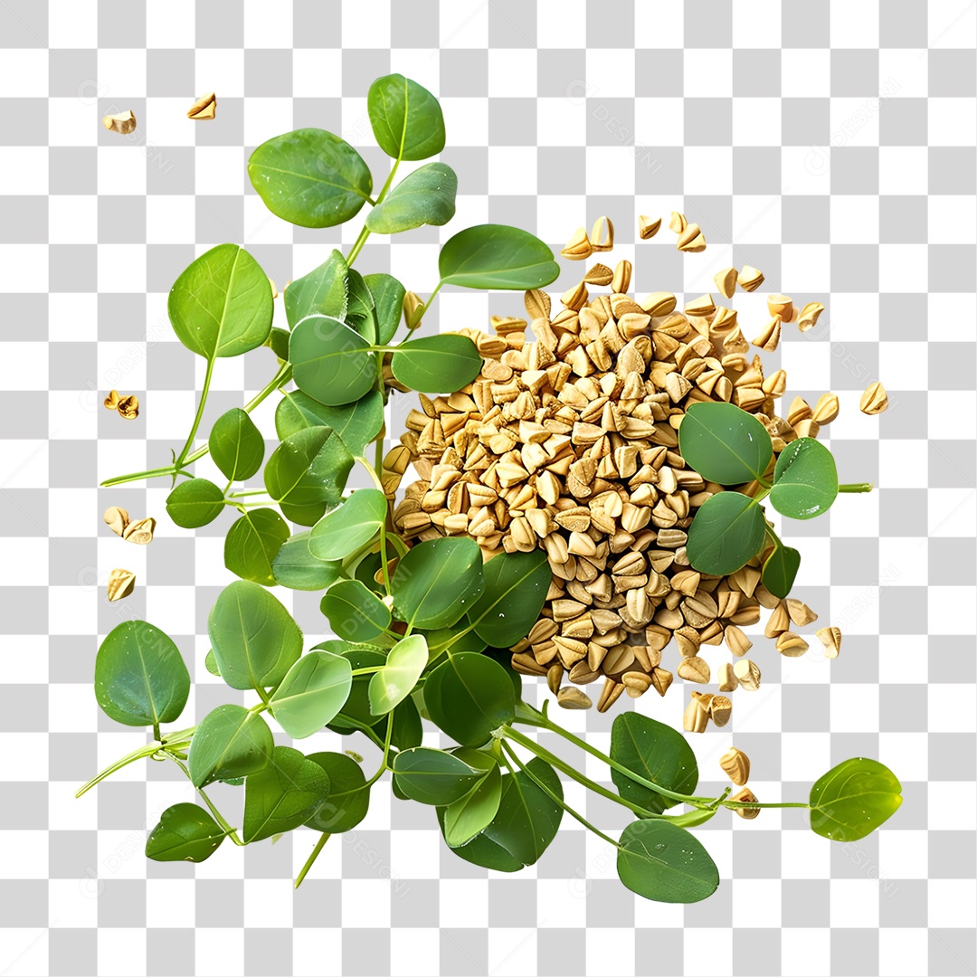 Sementes e Folhas de Feno Grego PNG Transparente