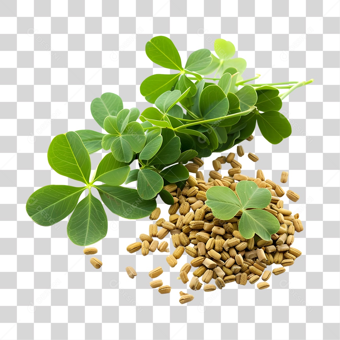 Sementes e Folhas de Feno Grego PNG Transparente