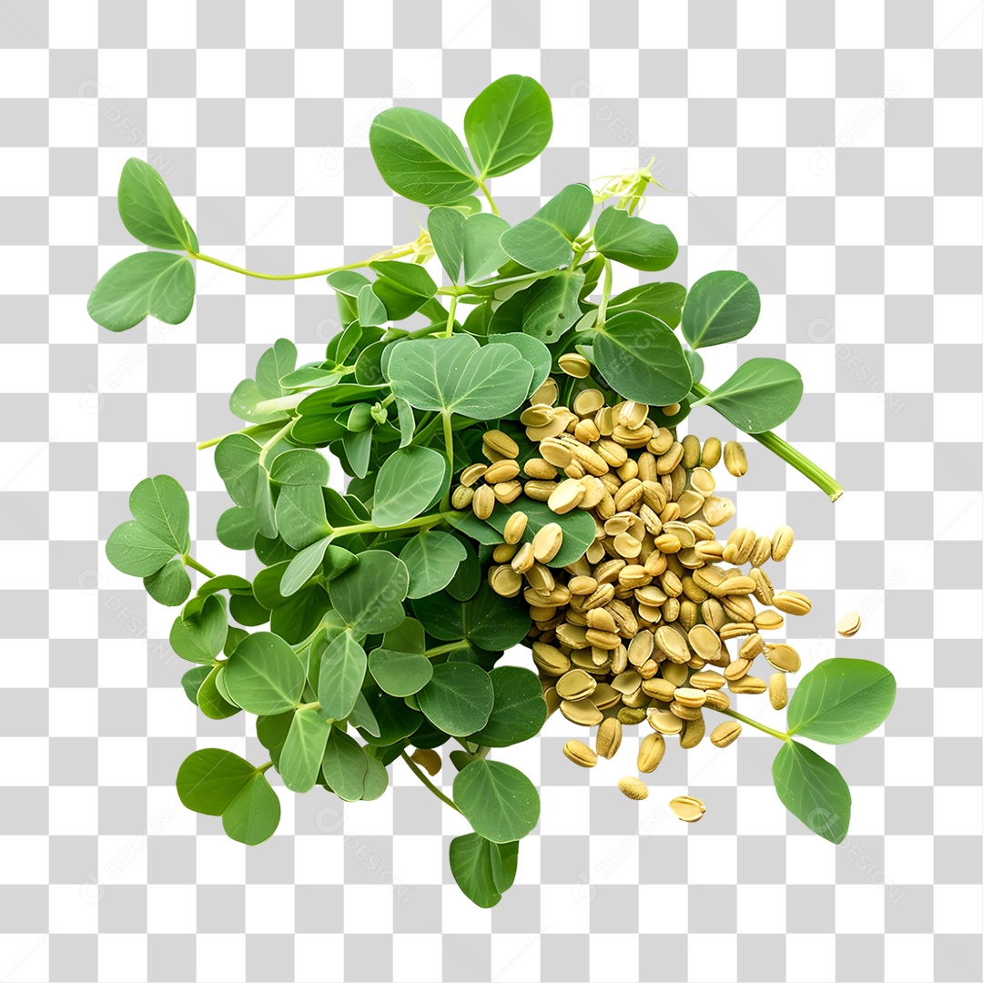 Sementes e Folhas de Feno Grego PNG Transparente