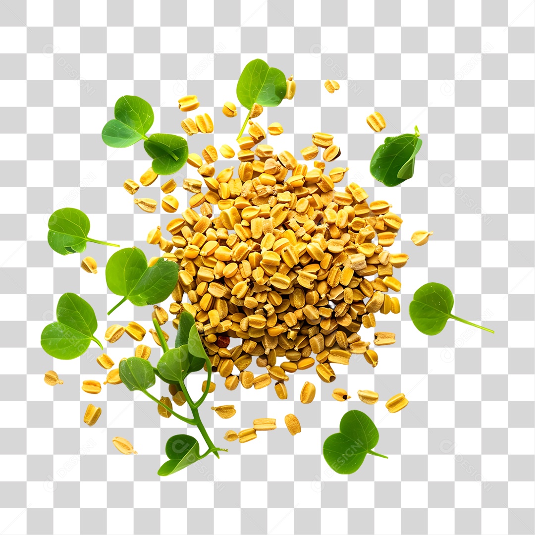 Sementes e Folhas de Feno Grego PNG Transparente