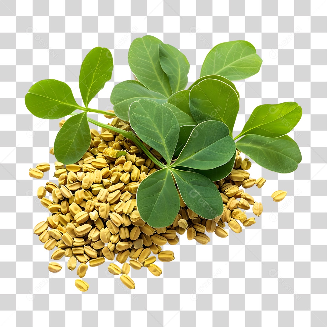 Sementes e Folhas de Feno Grego PNG Transparente
