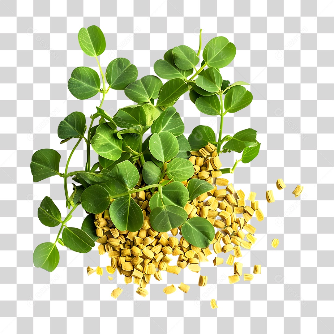 Sementes e Folhas de Feno Grego PNG Transparente