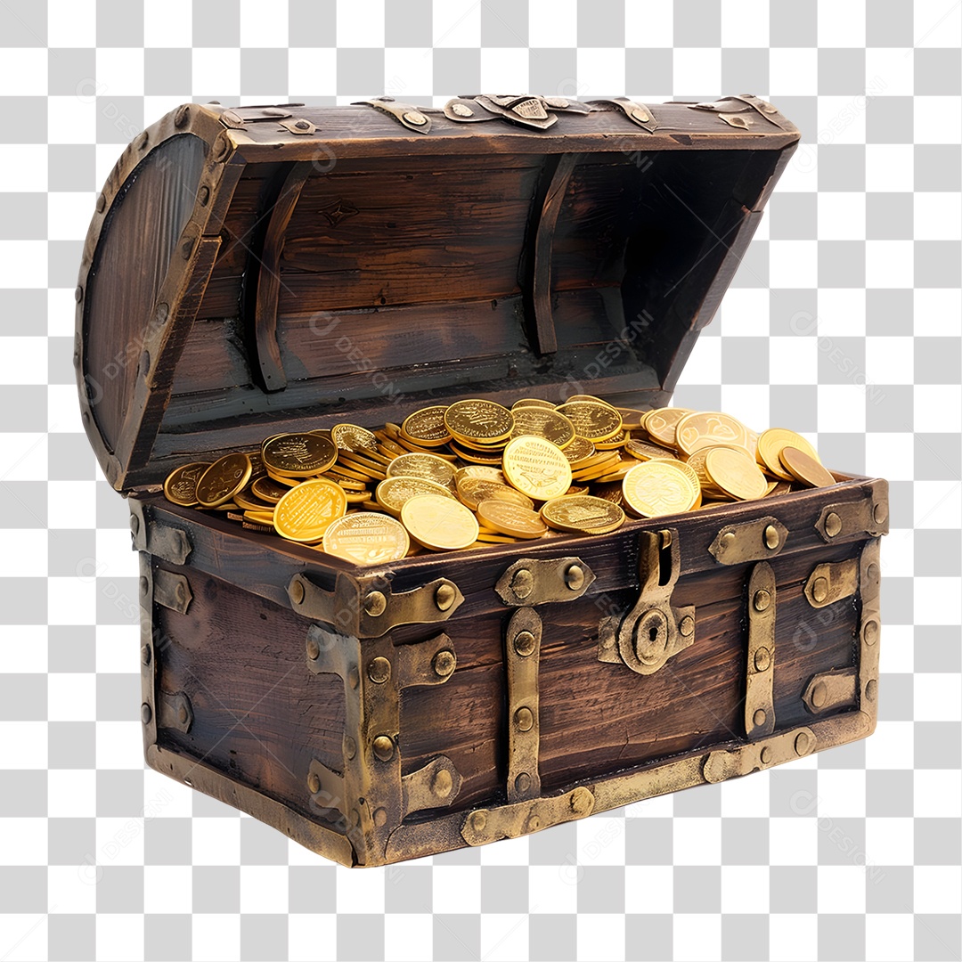 Baú de Moedas Tesouro PNG Transparente