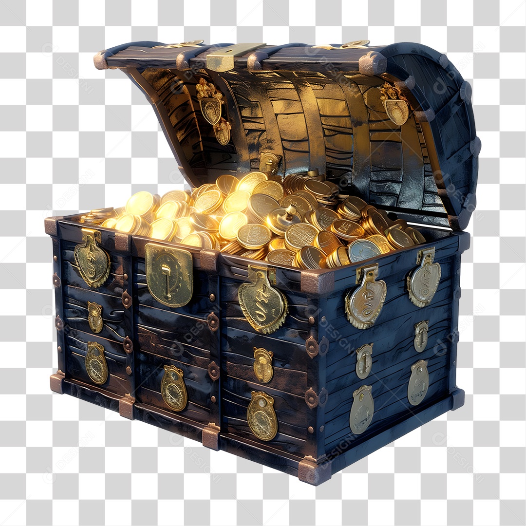 Baú de Moedas Tesouro PNG Transparente