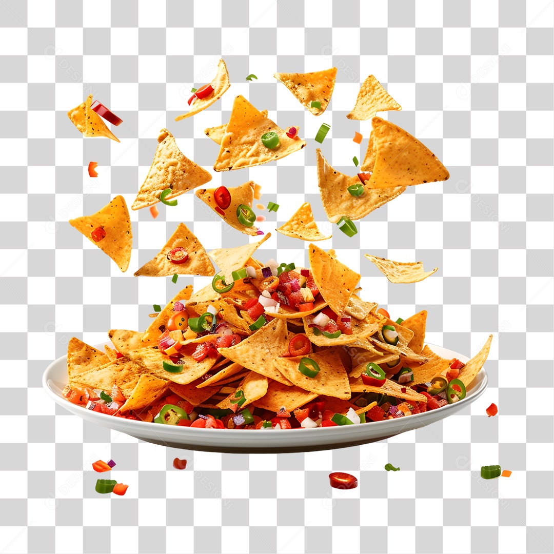 Nachos Recheados Prato Mexicano PNG Transparente