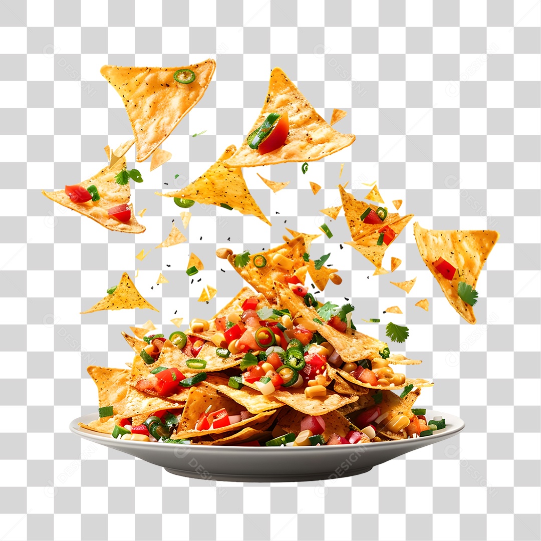 Nachos Recheados Prato Mexicano PNG Transparente