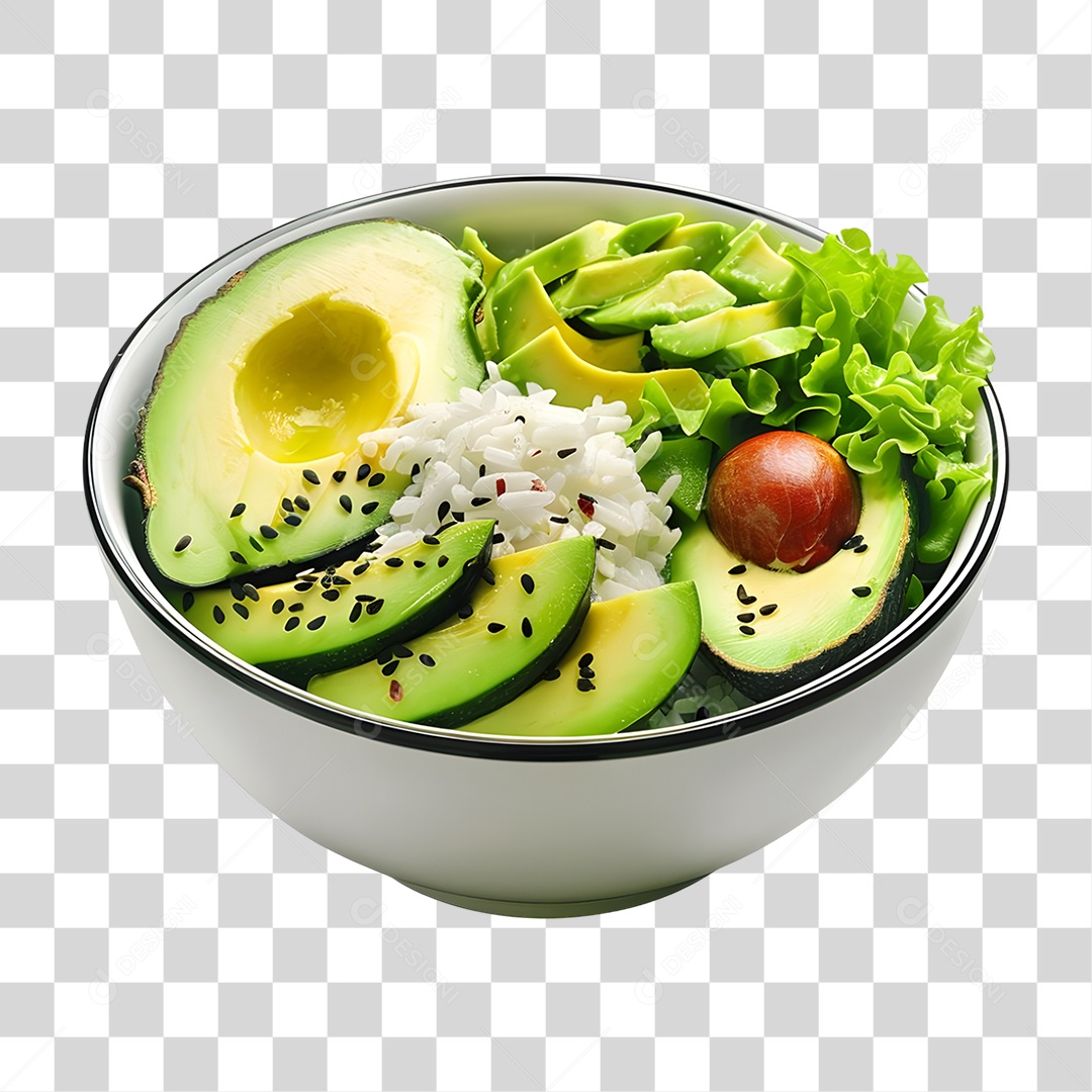 Vasilha com Abacate PNG Transparente