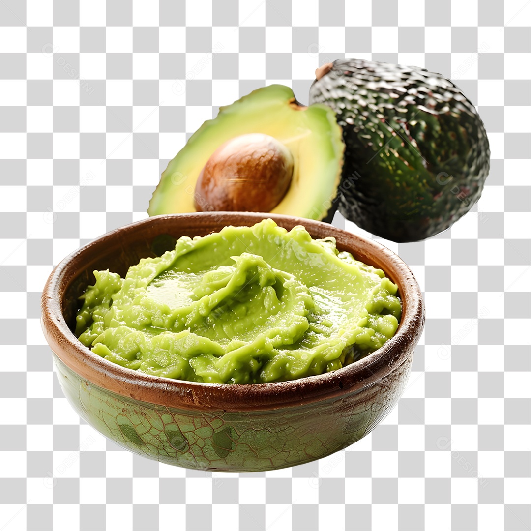 Vasilha com Abacate PNG Transparente