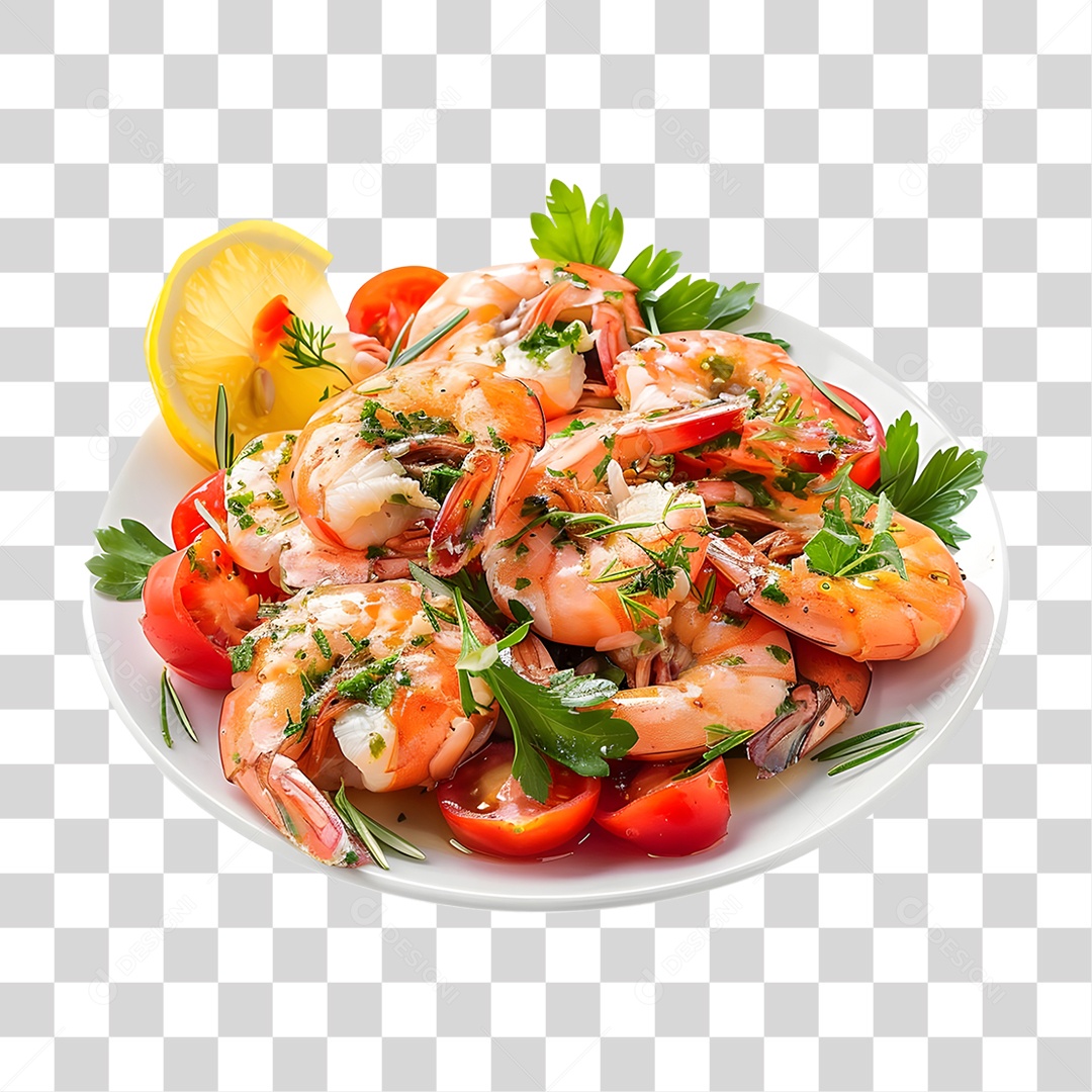 Prato com Camarões PNG Transparente