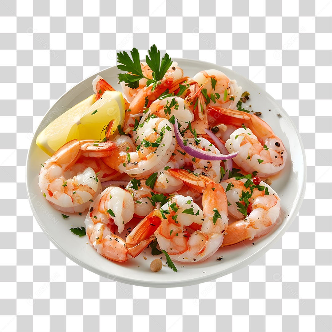 Prato com Camarões PNG Transparente