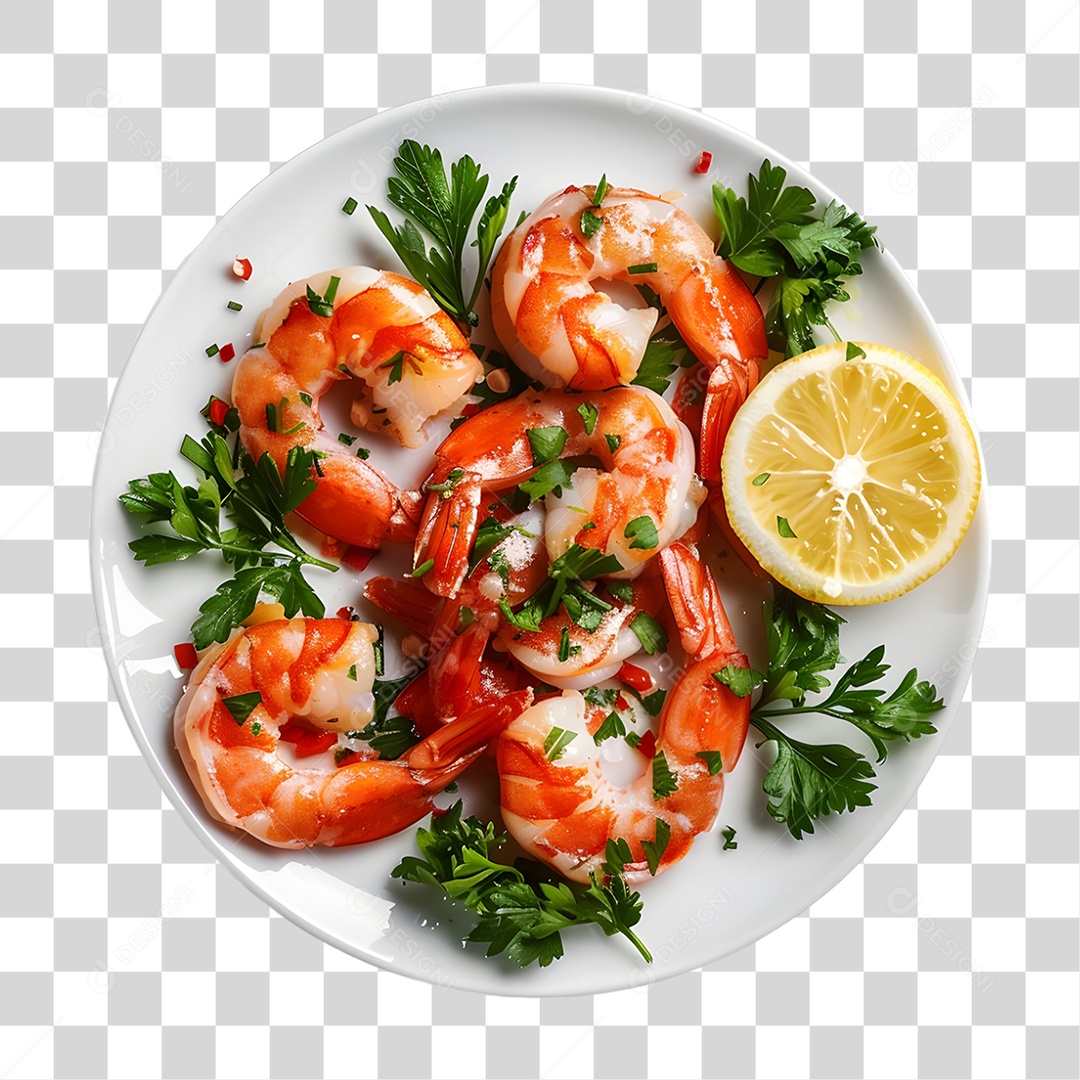 Prato com Camarões PNG Transparente